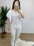 Beyaz Kolları Volanlı Poplin Bluz