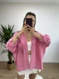Pembe Düşük Omuz Oversize Gömlek