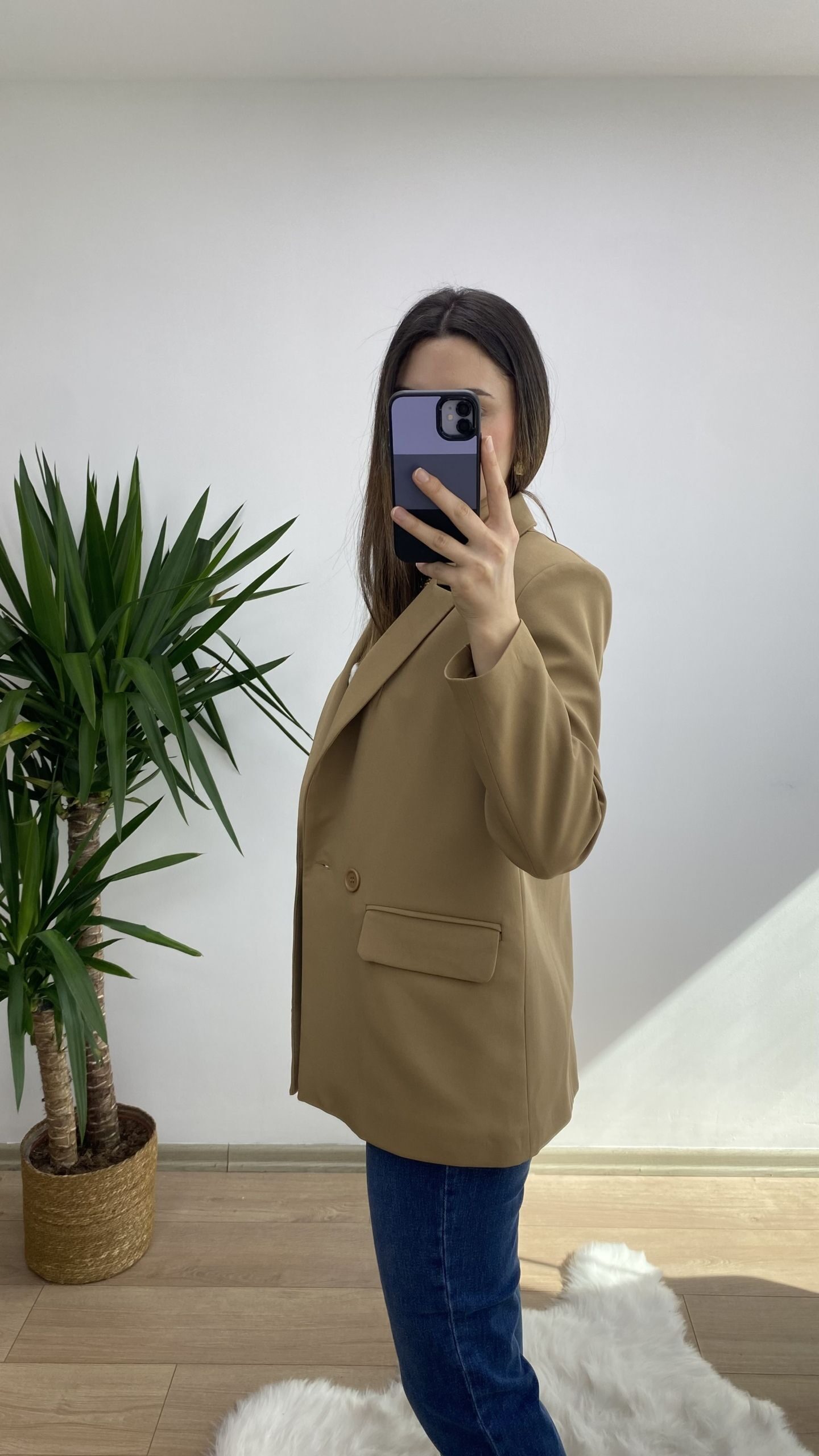 Camel Rahat Kesim Blazer Ceket - Görsel 3