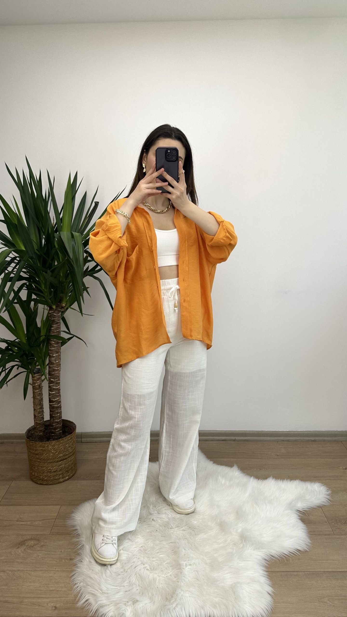 Mango Düşük Omuz Oversize Gömlek - Görsel 4