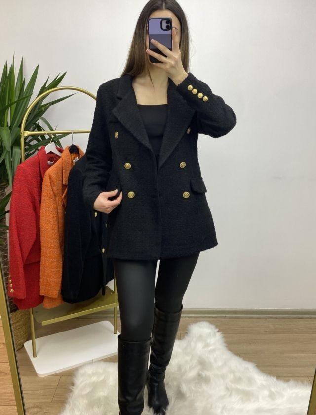 Siyah Tuvit Blazer Ceket