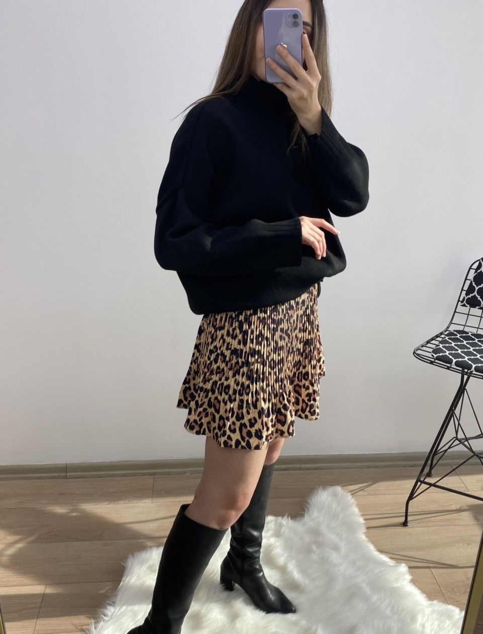 Leopar Desen Şortlu Etek