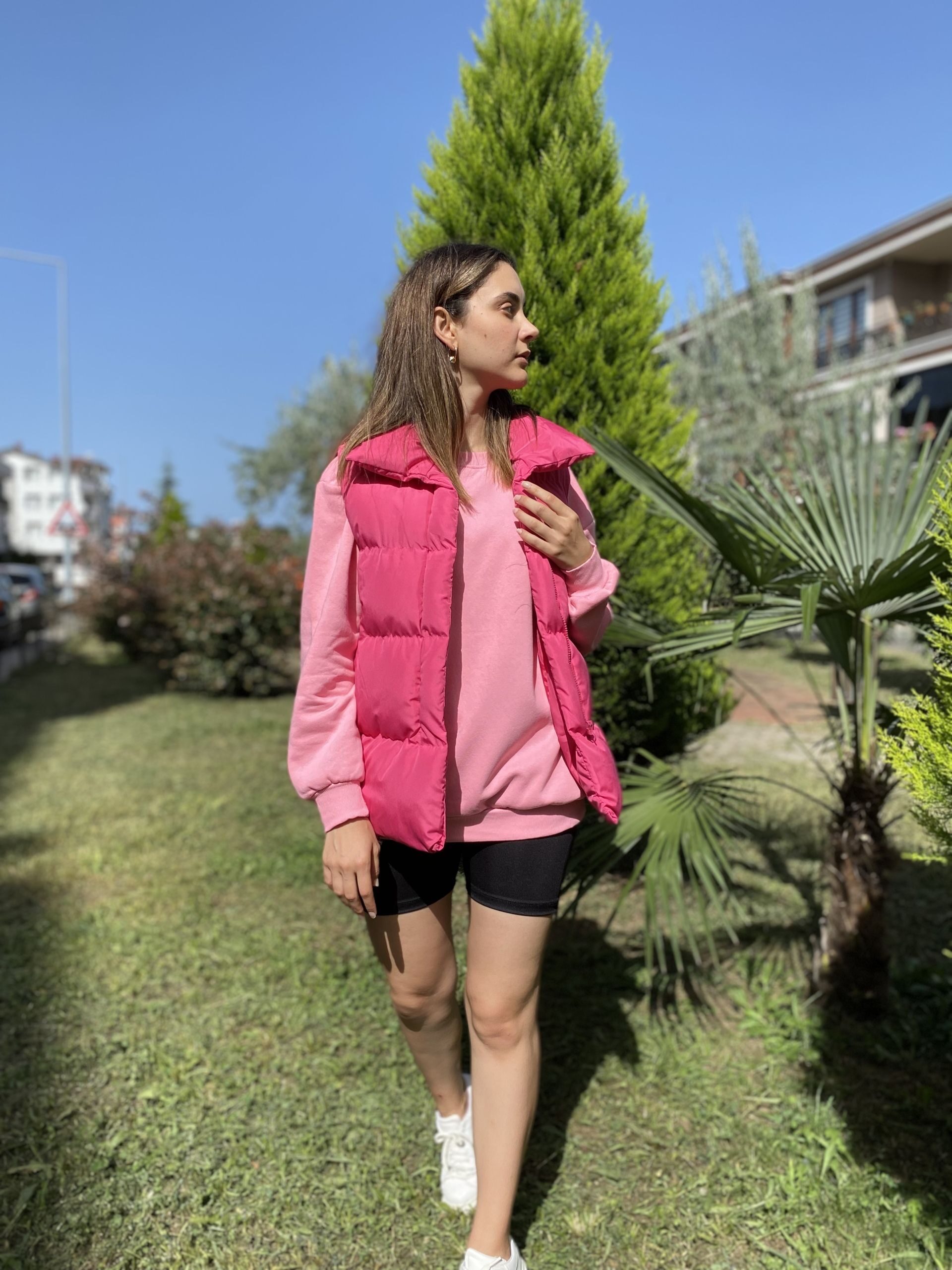 Pembe Oversize Şişme Yelek - Görsel 2