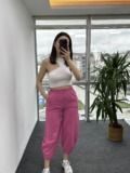 Pembe Gabardin Dikişli Şalvar Pantolon