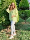 Neon Sarı Düşük Omuz Oversize Gömlek