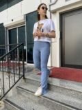 Açık Mavi Yırtmaçlı Pantolon