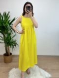 Sari Poplin Etekli Elbise