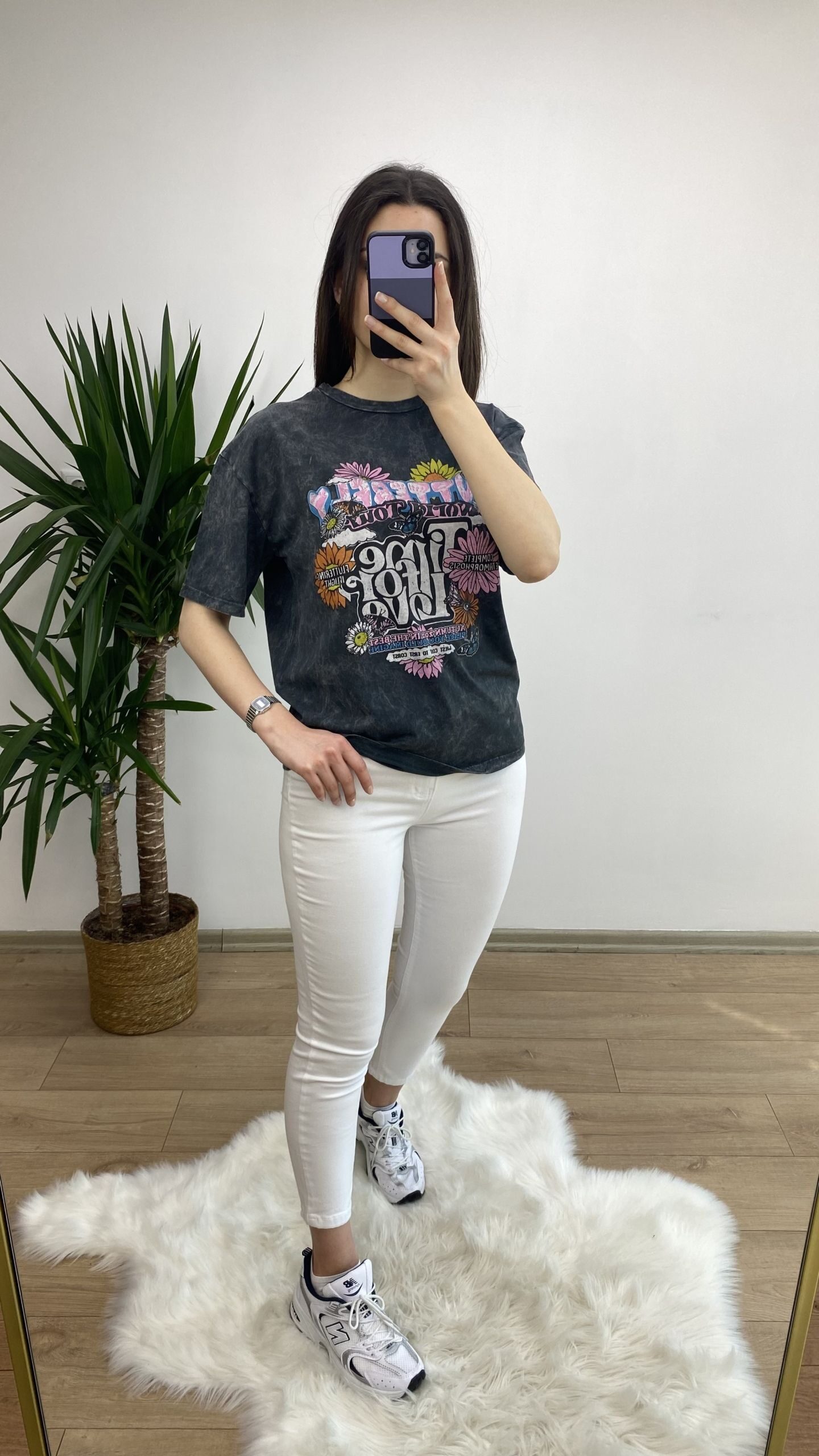 Kalp Eskitme Füme Tshirt