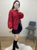 Kırmızı Zincir Detay Şardonlu Sweat