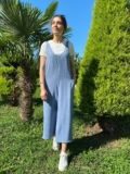 Açık mavi Boyundan Ayarlı Salaş Tulum