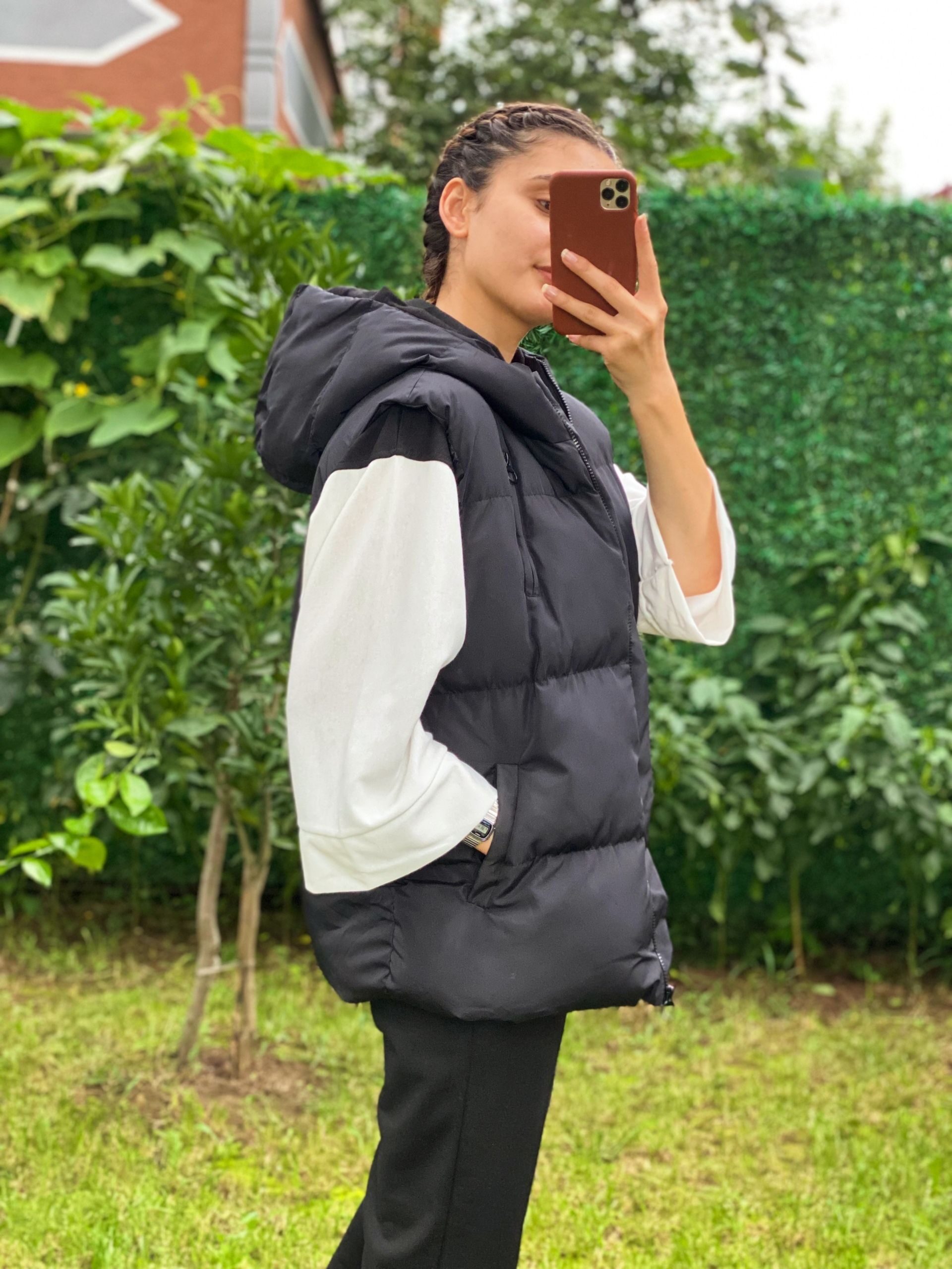 Siyah Oversize Şişme Yelek - Görsel 2