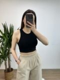 Siyah Dilvin Halter Yaka Crop