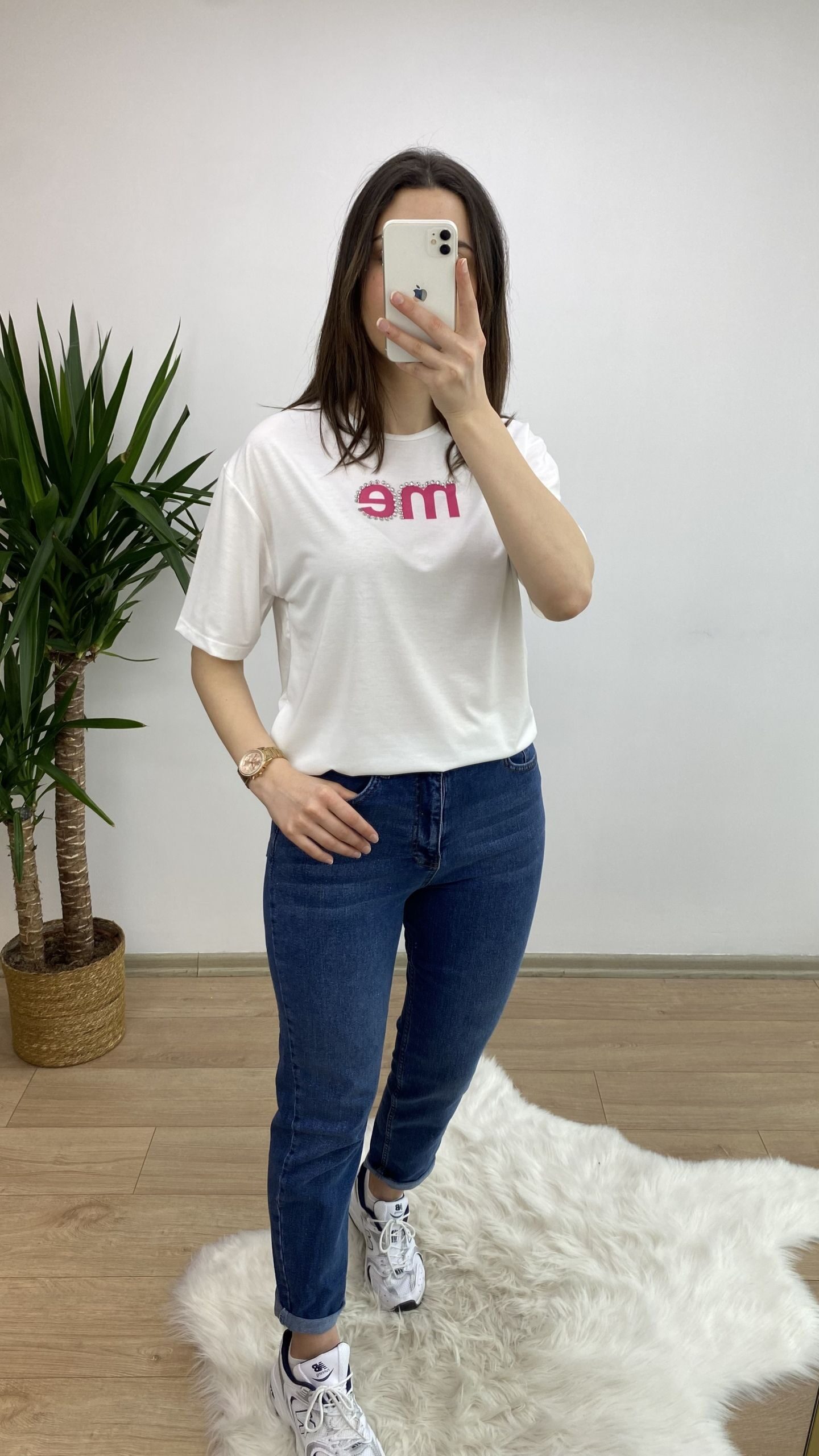 Fuşya “me” Baskılı Tshirt