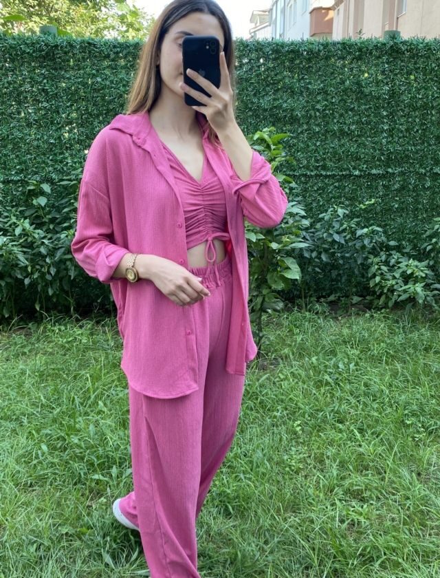 Pembe 3 Parça Krinkıl Takım