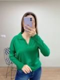 Yeşil Polo Yaka İnce Kazak