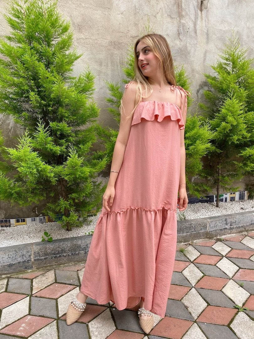 Pembe İp Askılı Elbise - Görsel 4