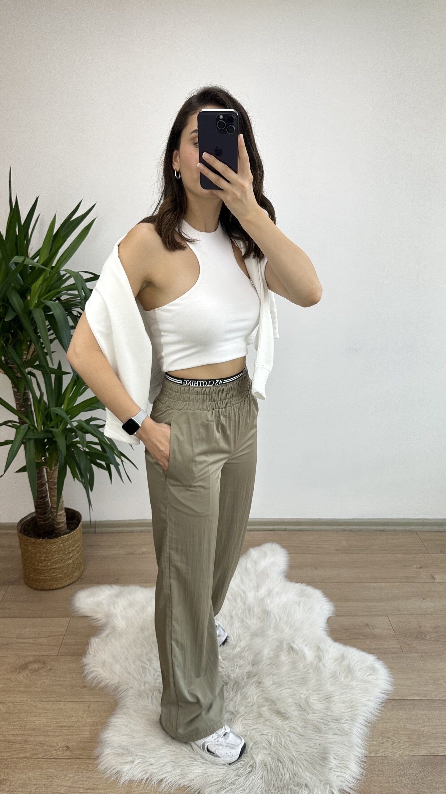 Yeşil Bel Detay Paraşüt Pantolon - Görsel 3