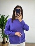 Mor Bisiklet Yaka Sweat