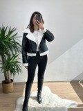 Siyah Biker Kısa Mont