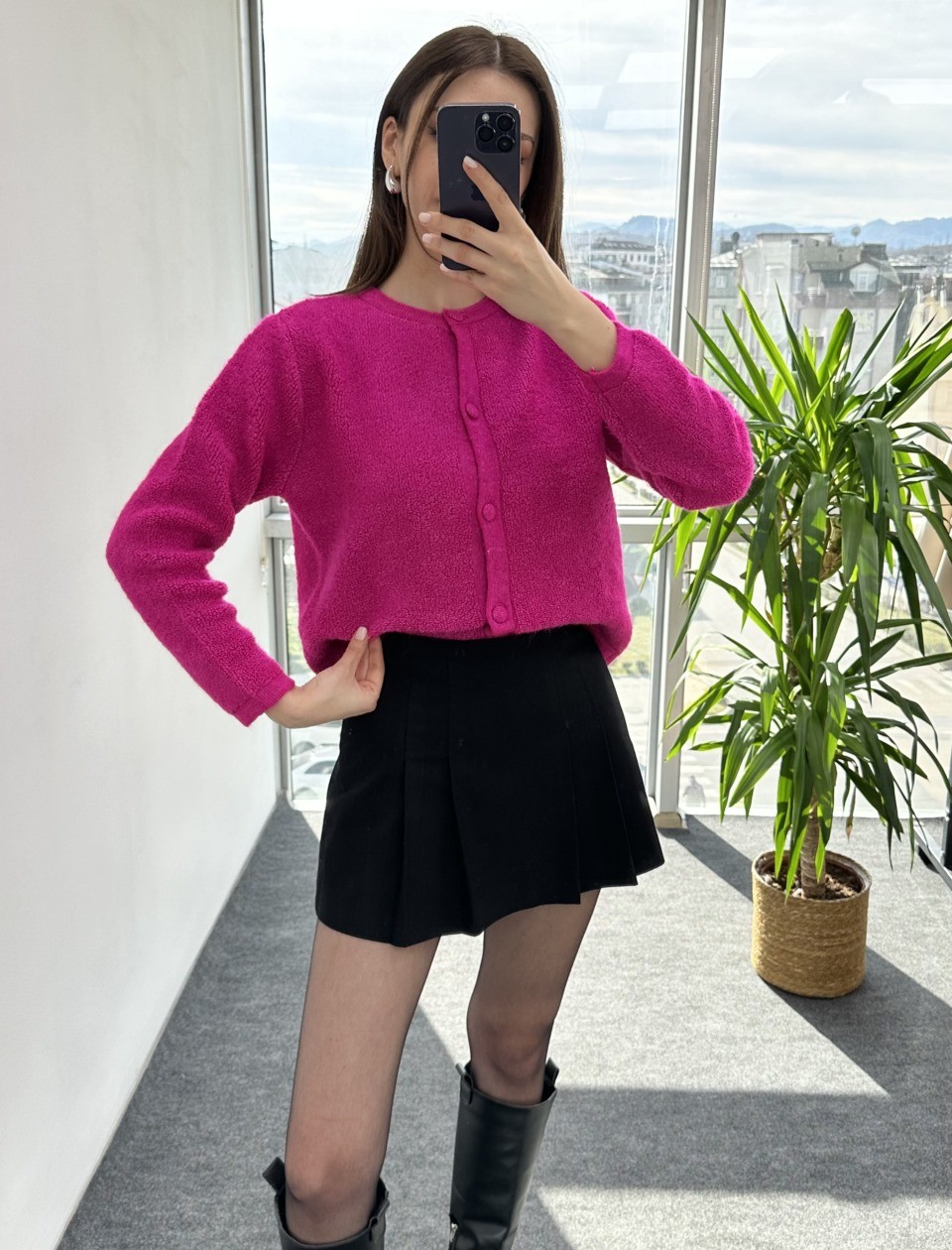 Pembe Yumoş Hırka - Görsel 3