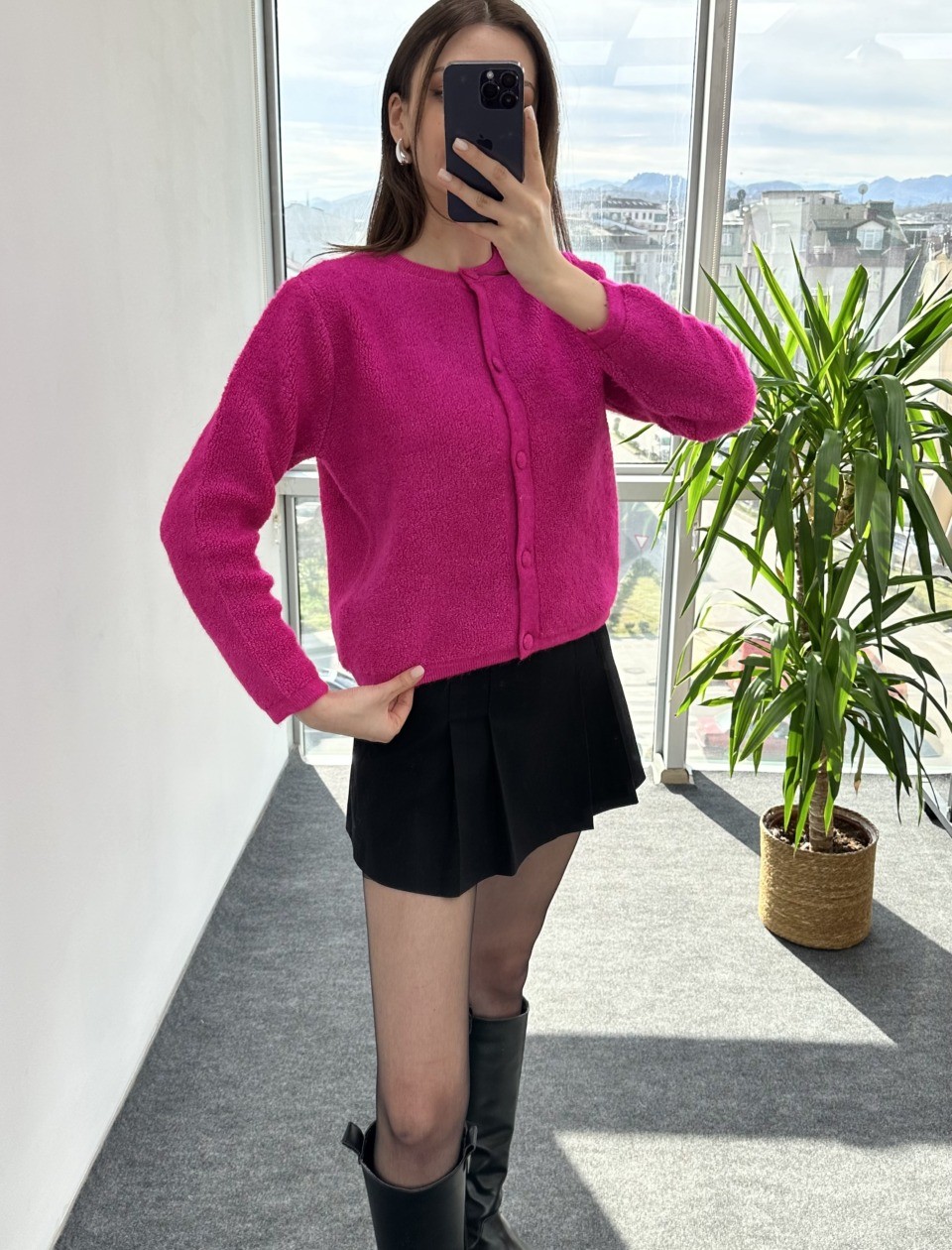 Pembe Yumoş Hırka - Görsel 5