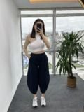 Lacivert Dikişli Gabardin Şalvar Pantolon