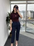 Lacivert Linda Kumaş Pantolon