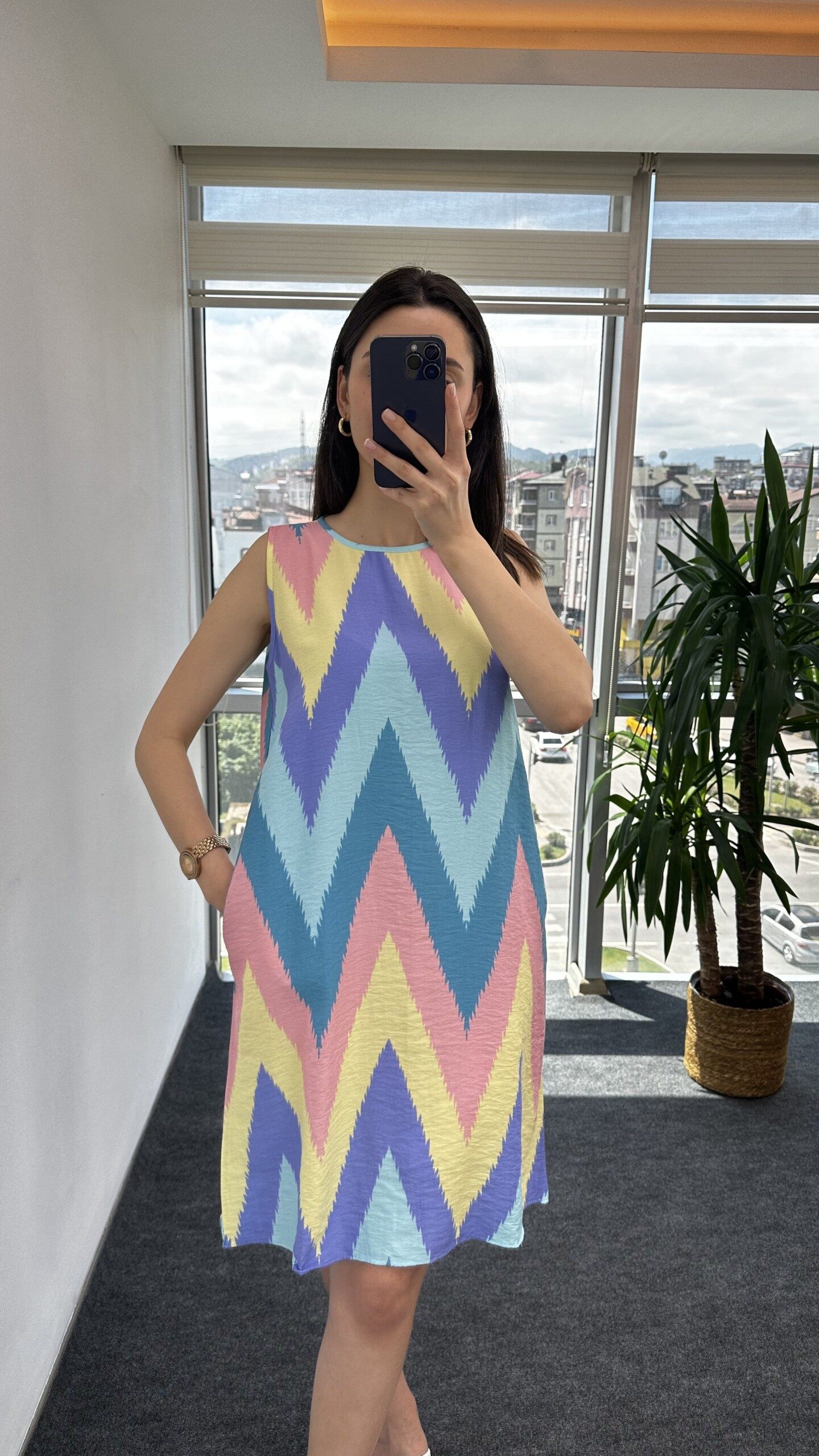 Zigzag Desen Çan Elbise - Görsel 4