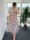 Karışık Desen Halter Yaka Elbise